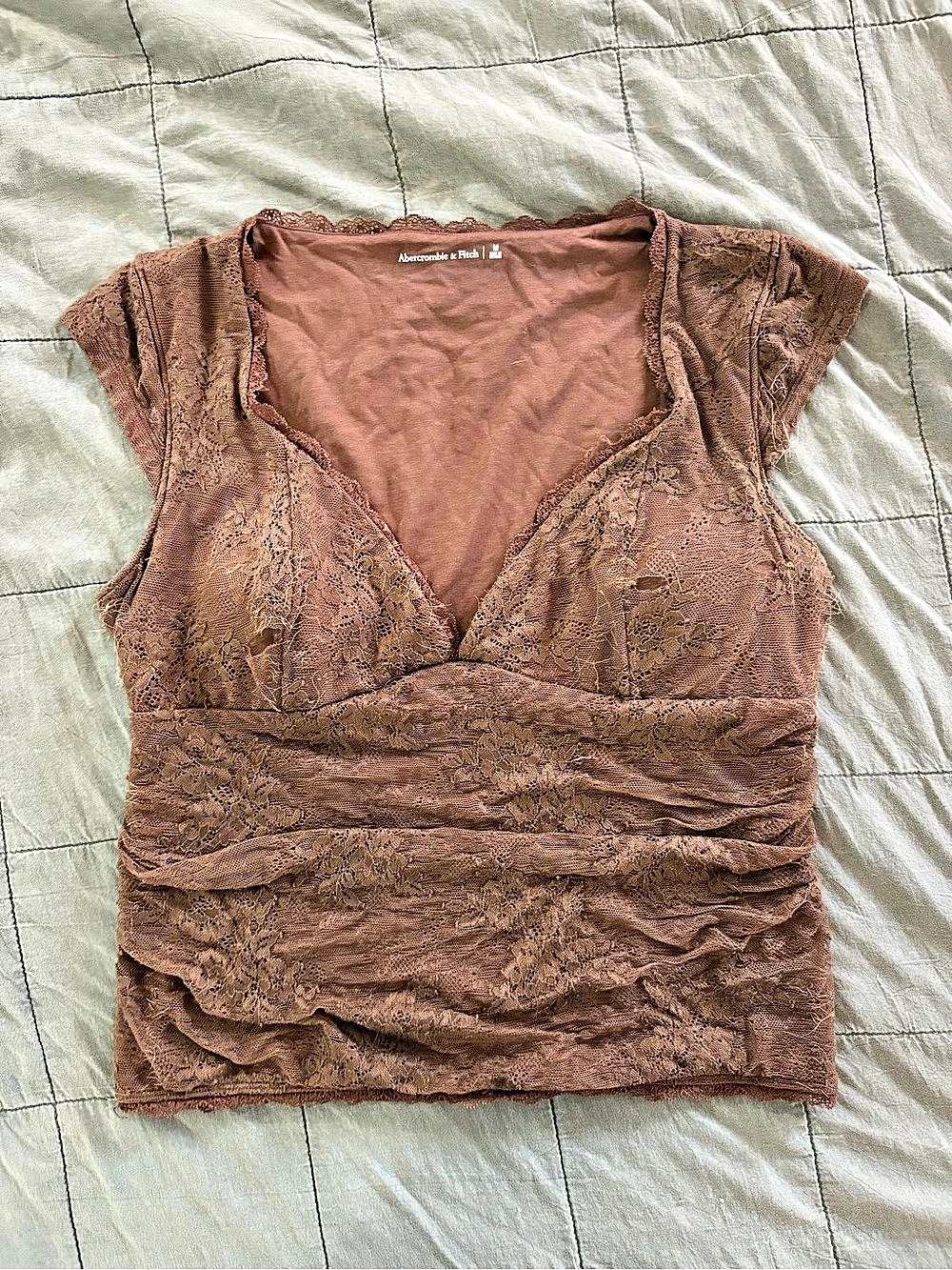 Abercrombie & Fitch The A&F Zoe Bra-Free Lace Top Brown Medium